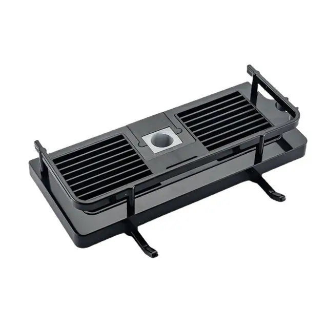 Support de douche universel AquaPod moderne en blanc et noir, design élégant pour salle de bain, organisation optimale.