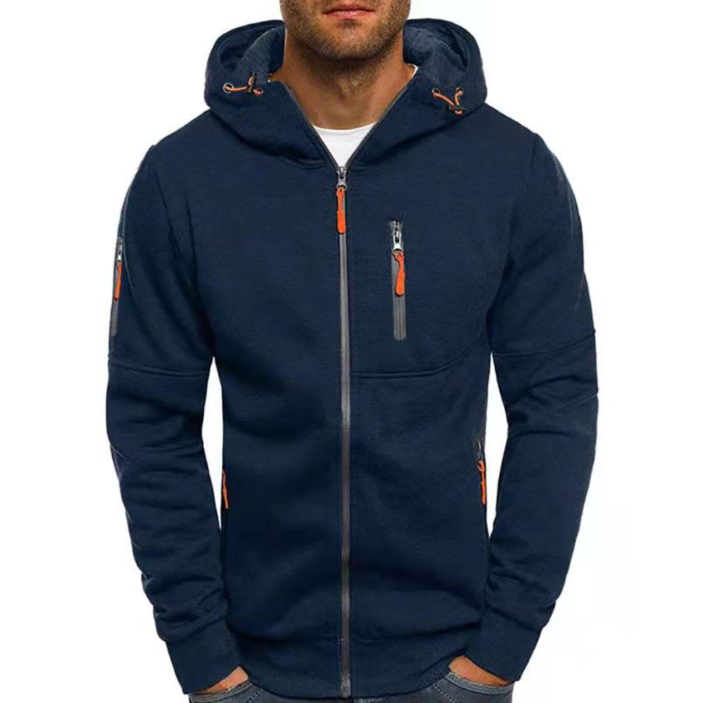 "Sweatshirt homme avec zip et capuche, coupe décontractée, élégant et confortable, idéal pour style moderne."