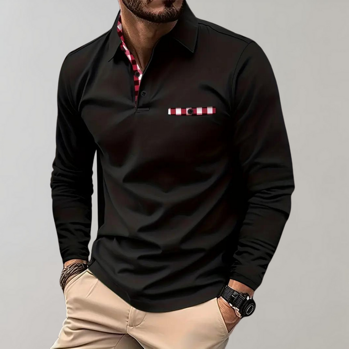 Tee-shirt homme à manches longues noir, coupe élégante, tissu doux et respirant, parfait pour style chic et confort.