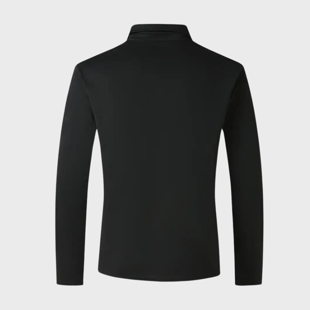 Tee-shirt homme à manches longues noir, coupe élégante, tissu doux et respirant, parfait pour style chic et confort.