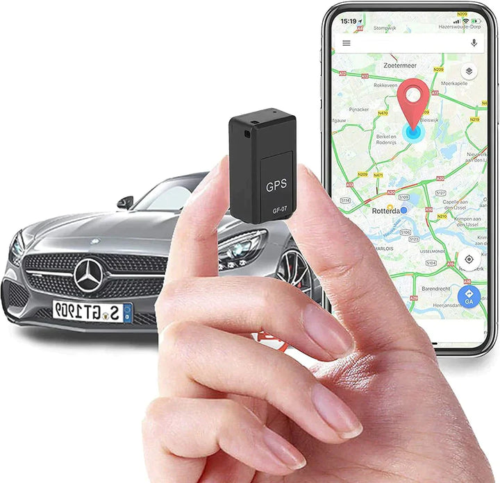 "Traceur GPS magnétique noir compact sans abonnement, aimant intégré, suivi précis pour véhicules, installation facile."