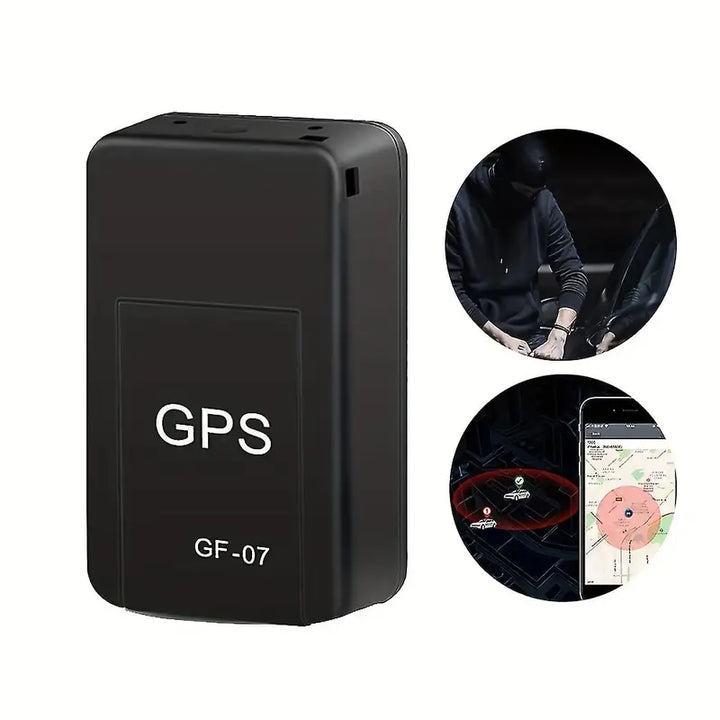"Traceur GPS magnétique noir compact sans abonnement, aimant intégré, suivi précis pour véhicules, installation facile."