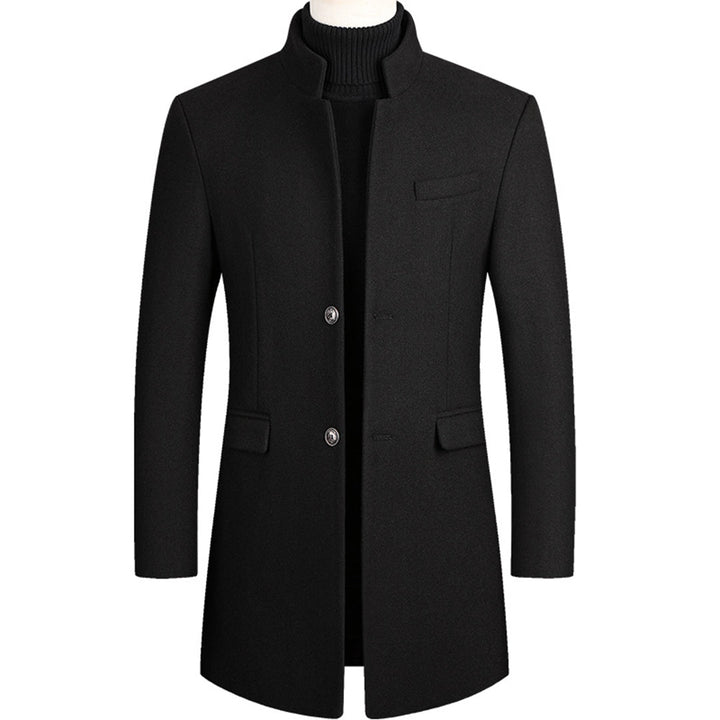 "Veste longue élégante pour homme, noire avec poches pratiques, chaleur optimale, idéale pour saisons fraîches et occasions f