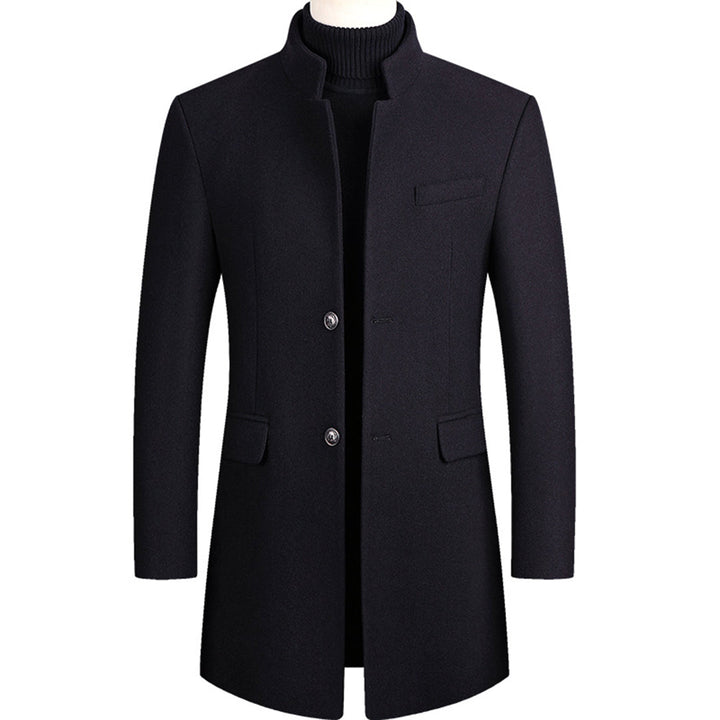 "Veste longue élégante pour homme, noire avec poches pratiques, chaleur optimale, idéale pour saisons fraîches et occasions f
