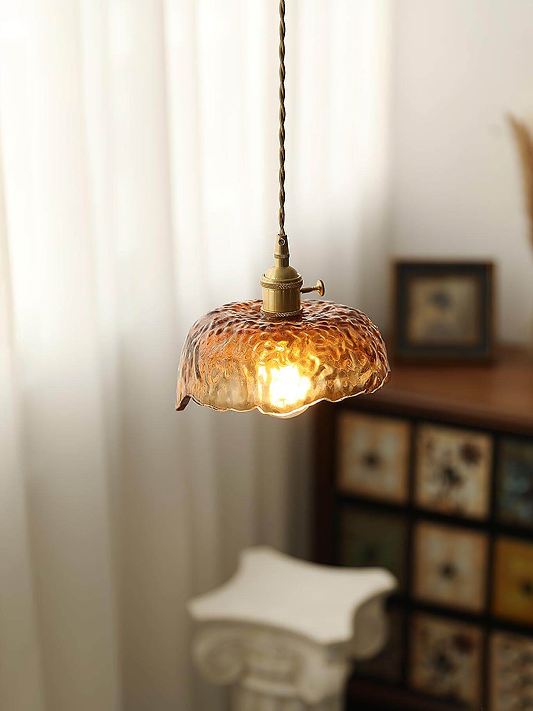 Lampe Pendante Vintage En Verre Brun
