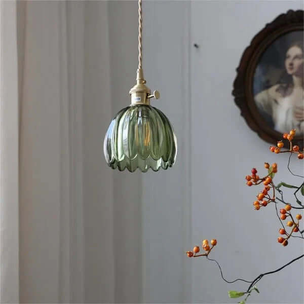 Suspension Japonaise Rétro En Verre À Fleurs