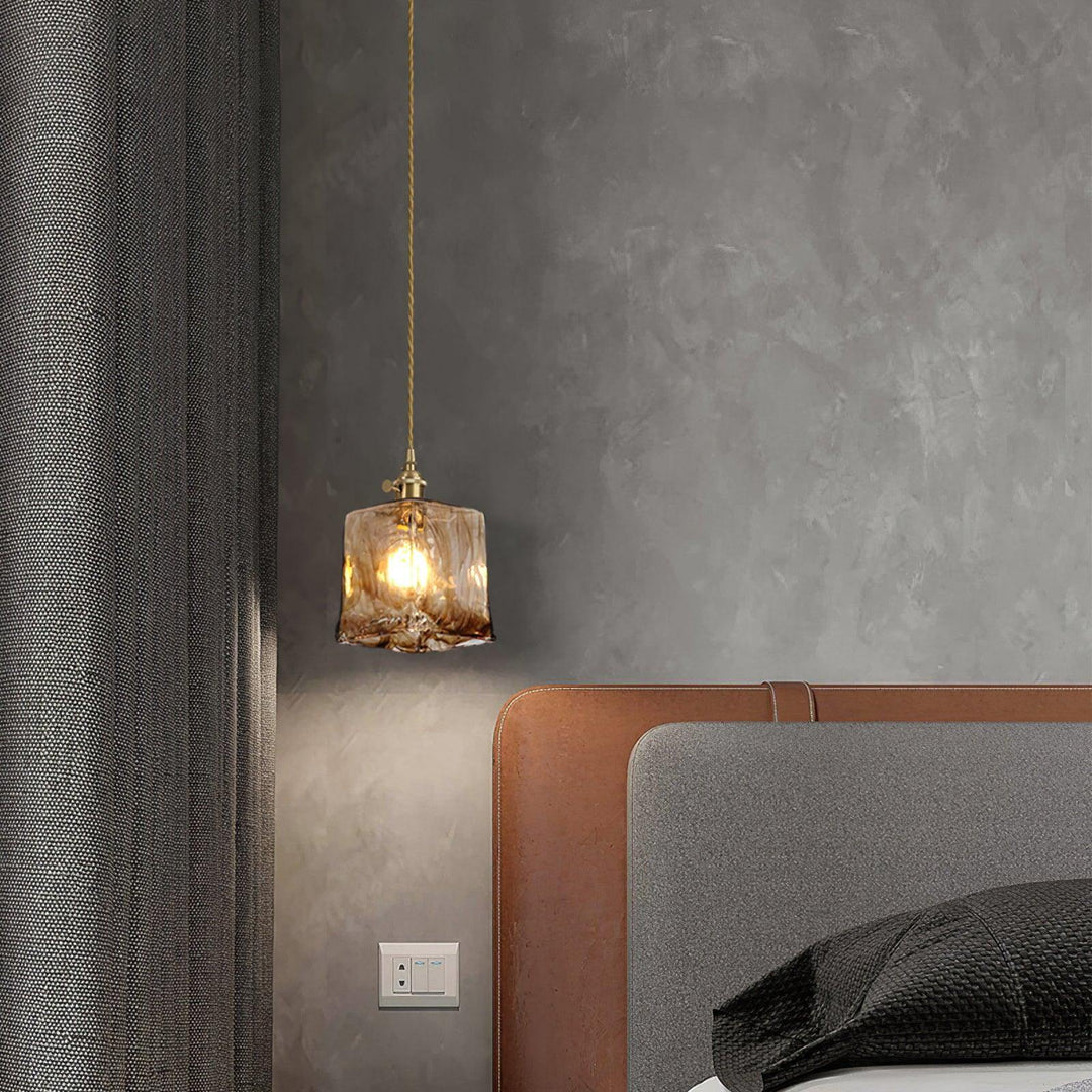 Lampe Pendante Vintage En Verre Brun