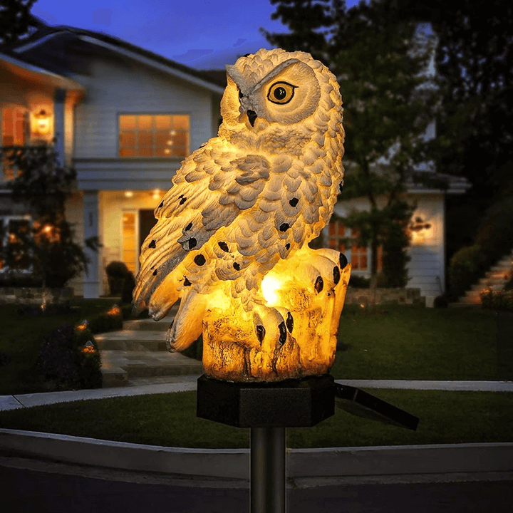 Lot de 2 Lampes Solaires Hibou Extérieur - Décoration Jardin