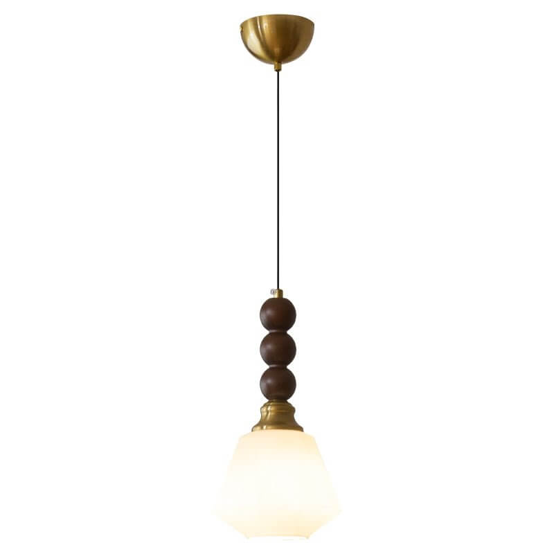 Suspension élégante en verre, bois et métal - Luminaire design
