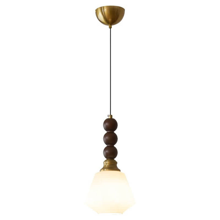 Suspension élégante en verre, bois et métal - Luminaire design