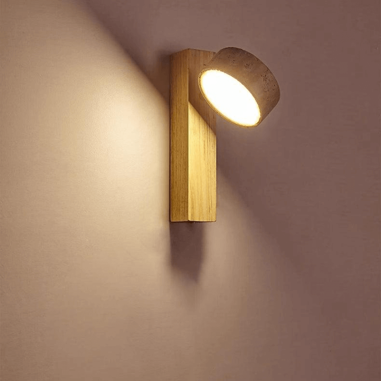 Lampe Murale En Travertin Blanc Cassé Wabi Sabi