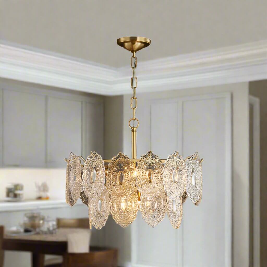 5/7 Têtes Gaufrées Lustre À Panneaux De Cristal