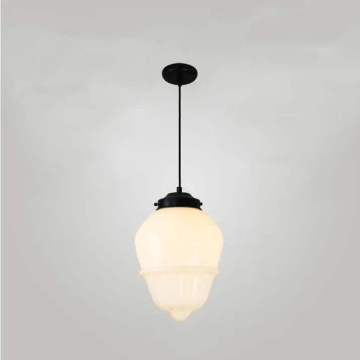 Lampe Pendante Géométrique En Verre Au Lait Blanc Vintage
