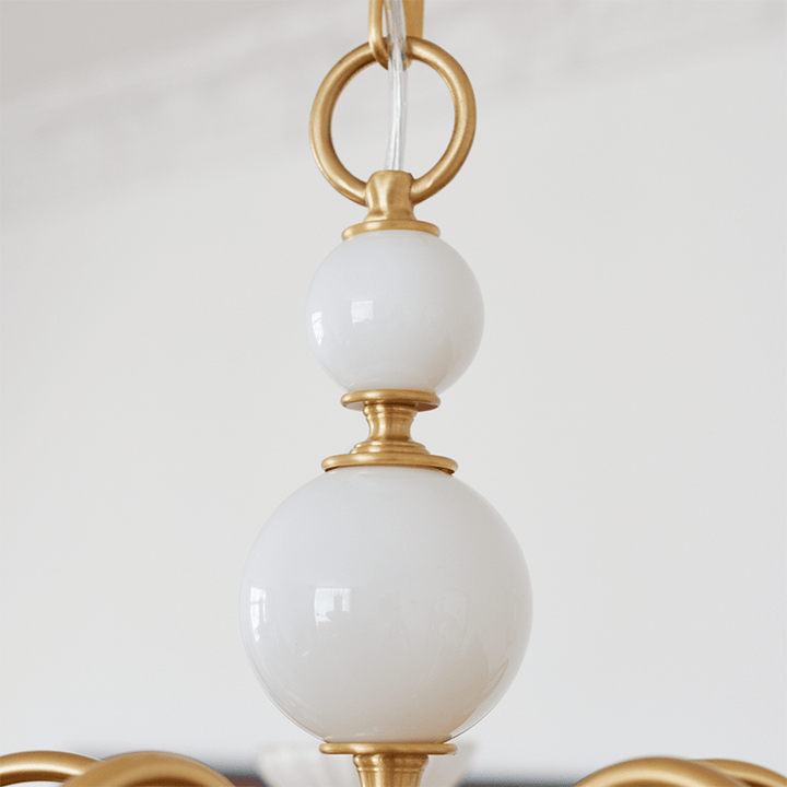 Crème verre lustre américain rétro lampe lustre en métal chambre à coucher