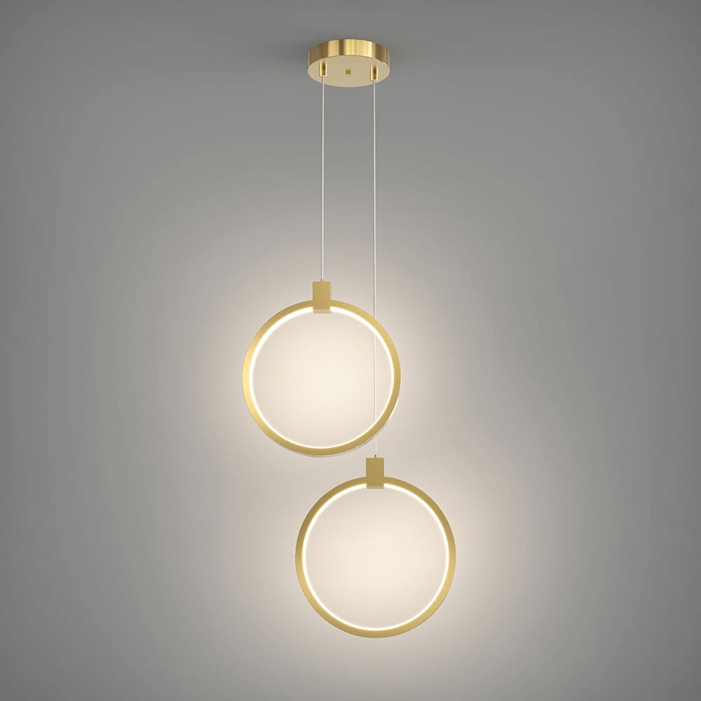 Lampe Suspendue Cercle Double Lumière - Design Doré