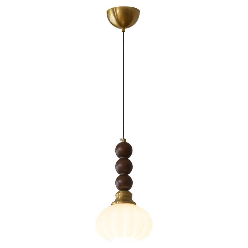 Suspension élégante en verre, bois et métal - Luminaire design