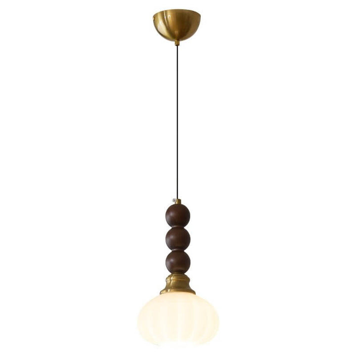 Suspension élégante en verre, bois et métal - Luminaire design