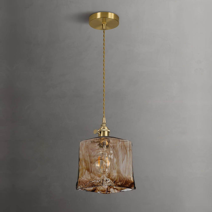 Lampe Pendante Vintage En Verre Brun