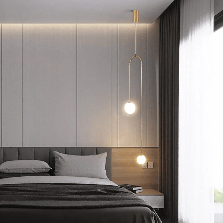 Suspension Moderne en U, 2 Lumières, Verre Globe
