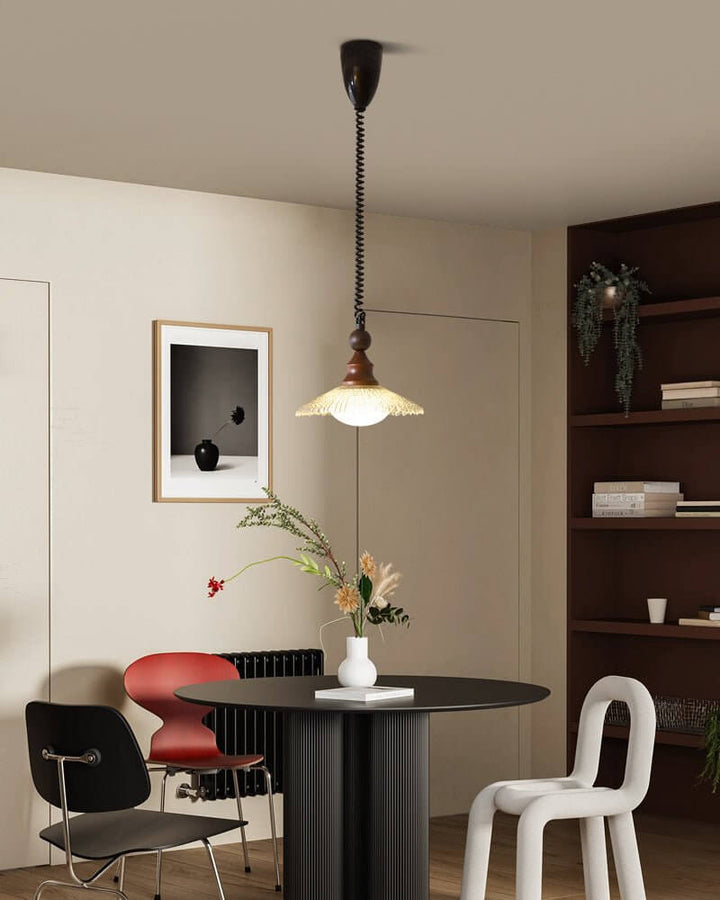 Suspension Design - Luminaire Intérieur en Verre, Bois & Métal