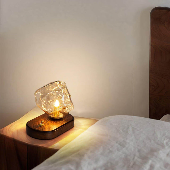 Lampe De Table En Verre En Forme De Pierre De Glace