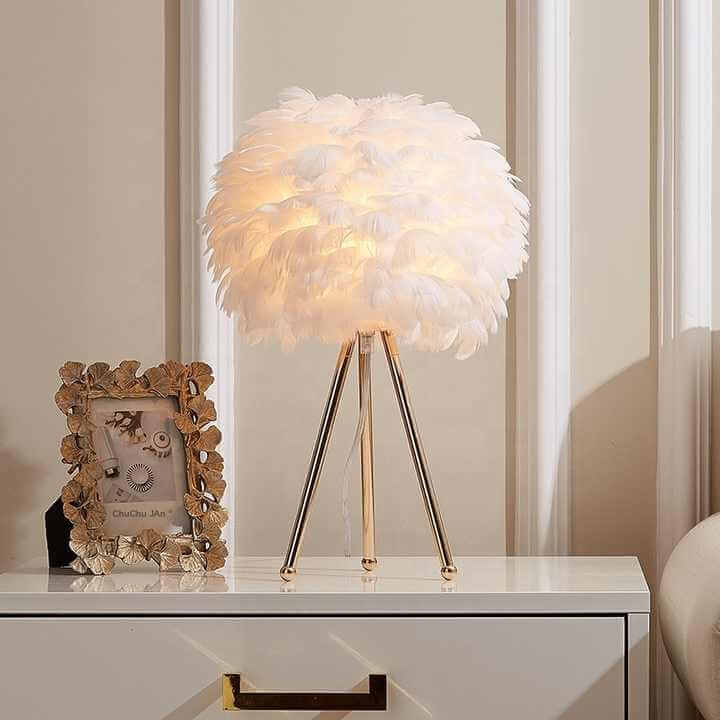 Missfeather™ - Lampe De Table À Intensité Variable Avec Plumes De Luxe