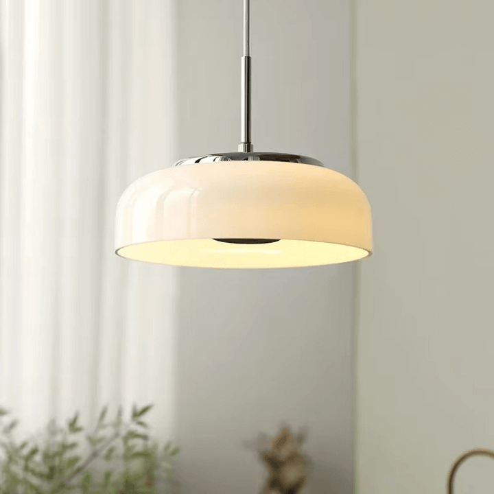 Suspension Design Moderne Verre Blanc Chromé - Éclairage Intérieur