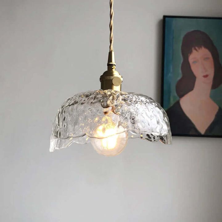 Lampe À Suspension Irrégulière En Verre De Laiton