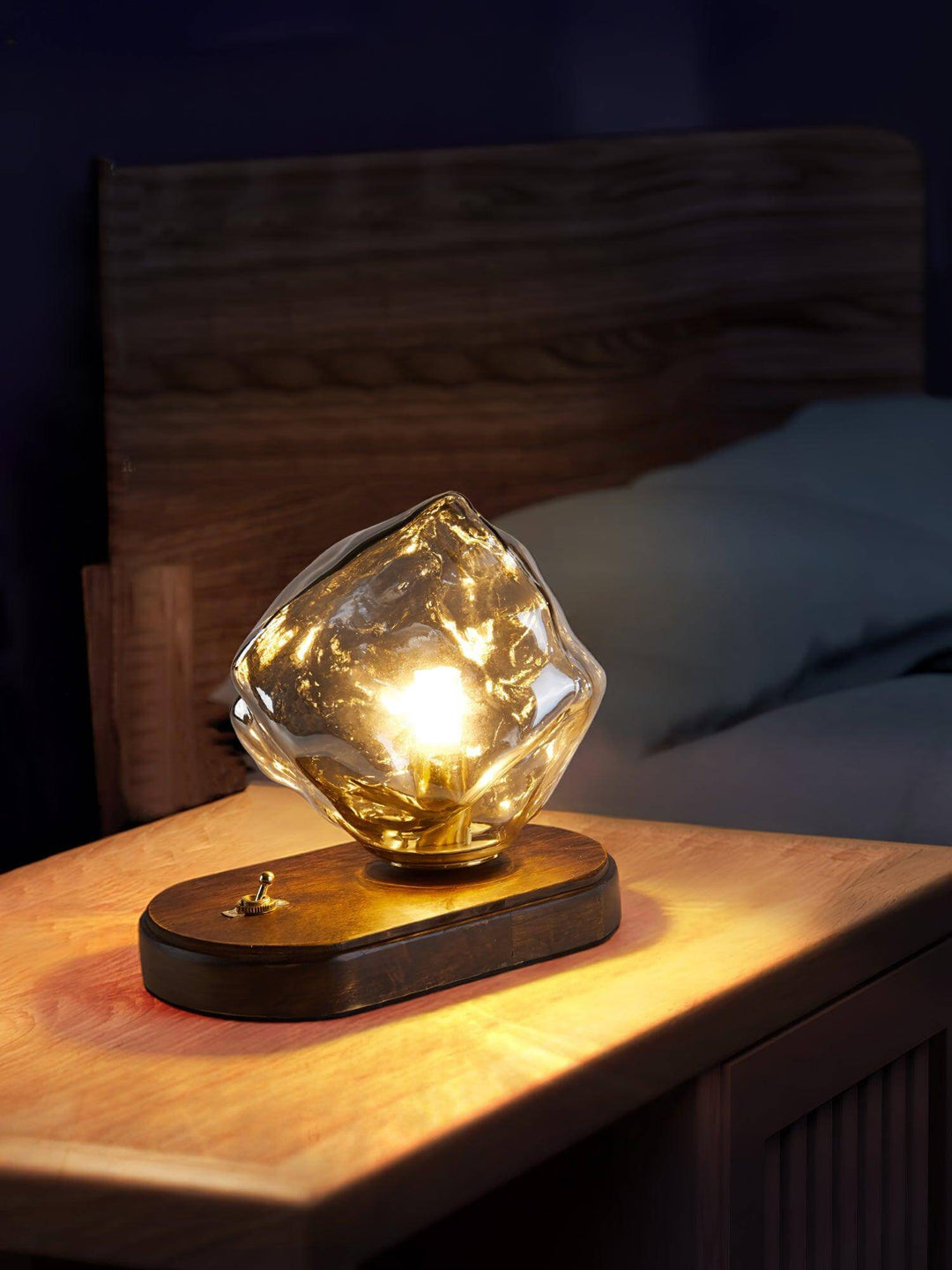 Lampe De Table En Verre En Forme De Pierre De Glace