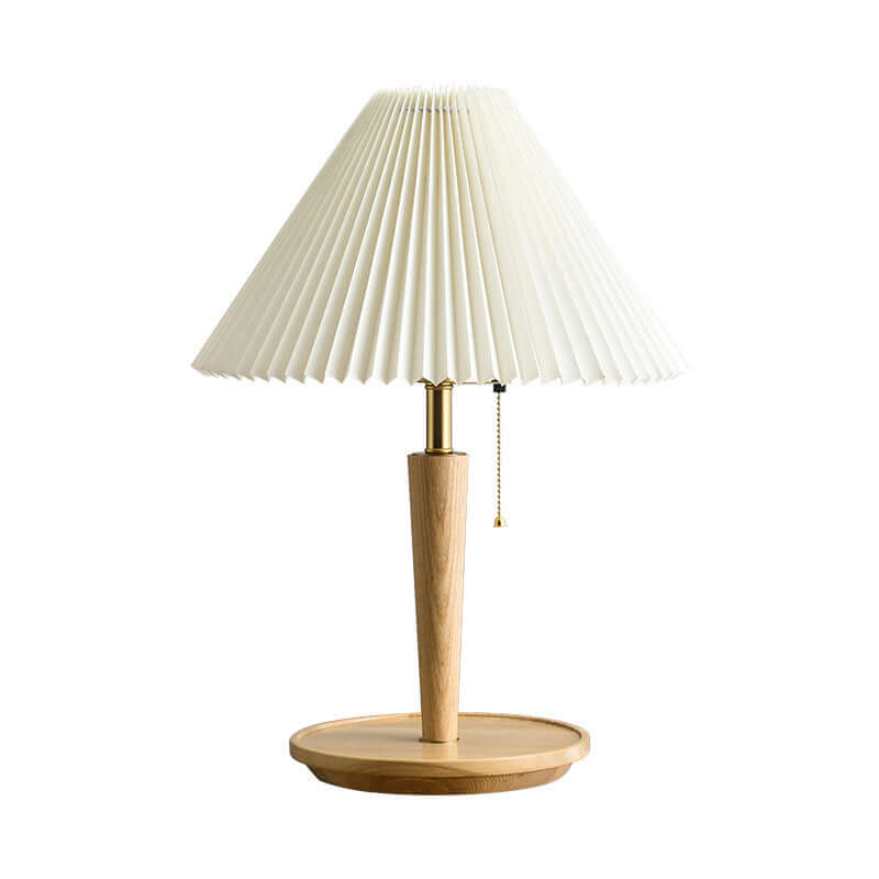 Lampe de Table Design Plissé Bois - Éclairage d'Ambiance