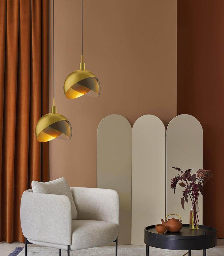 Suspension Moderne En Verre Doré