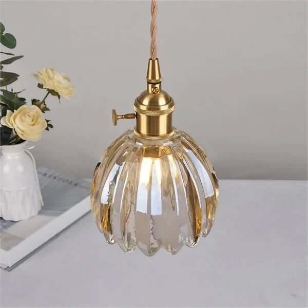 Suspension Japonaise Rétro En Verre À Fleurs