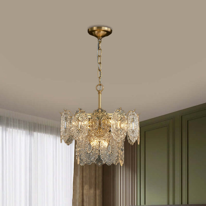 5/7 Têtes Gaufrées Lustre À Panneaux De Cristal