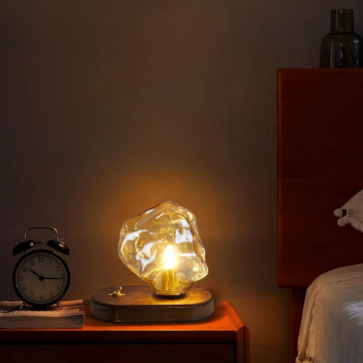 Lampe De Table En Verre En Forme De Pierre De Glace