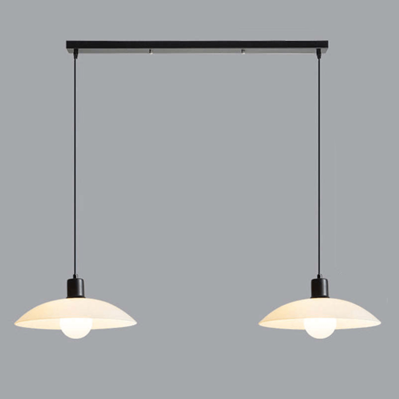 Suspension Minimaliste Disque Verre Blanc