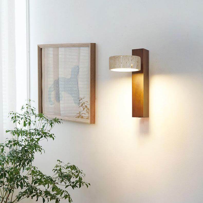 Lampe Murale En Travertin Blanc Cassé Wabi Sabi