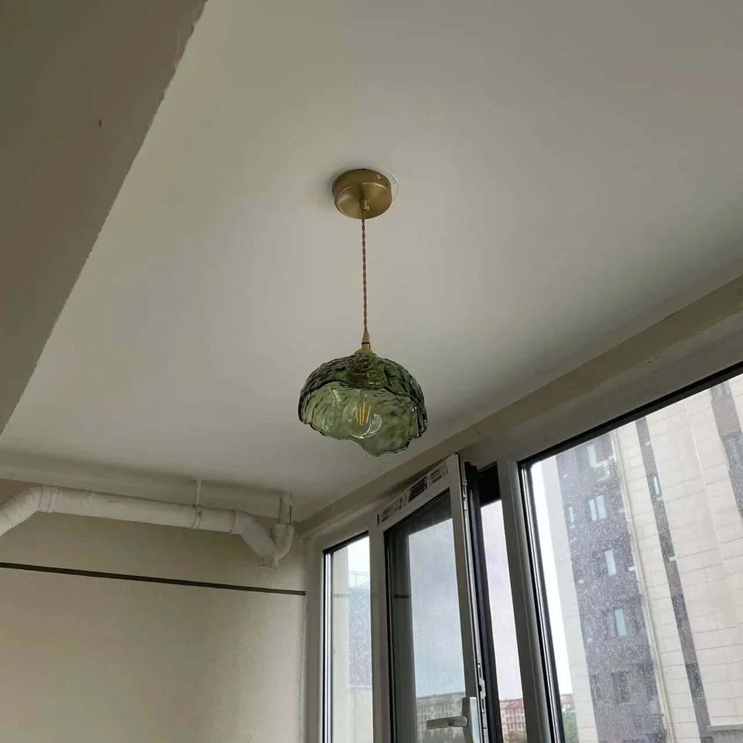 Lampe À Suspension Irrégulière En Verre De Laiton