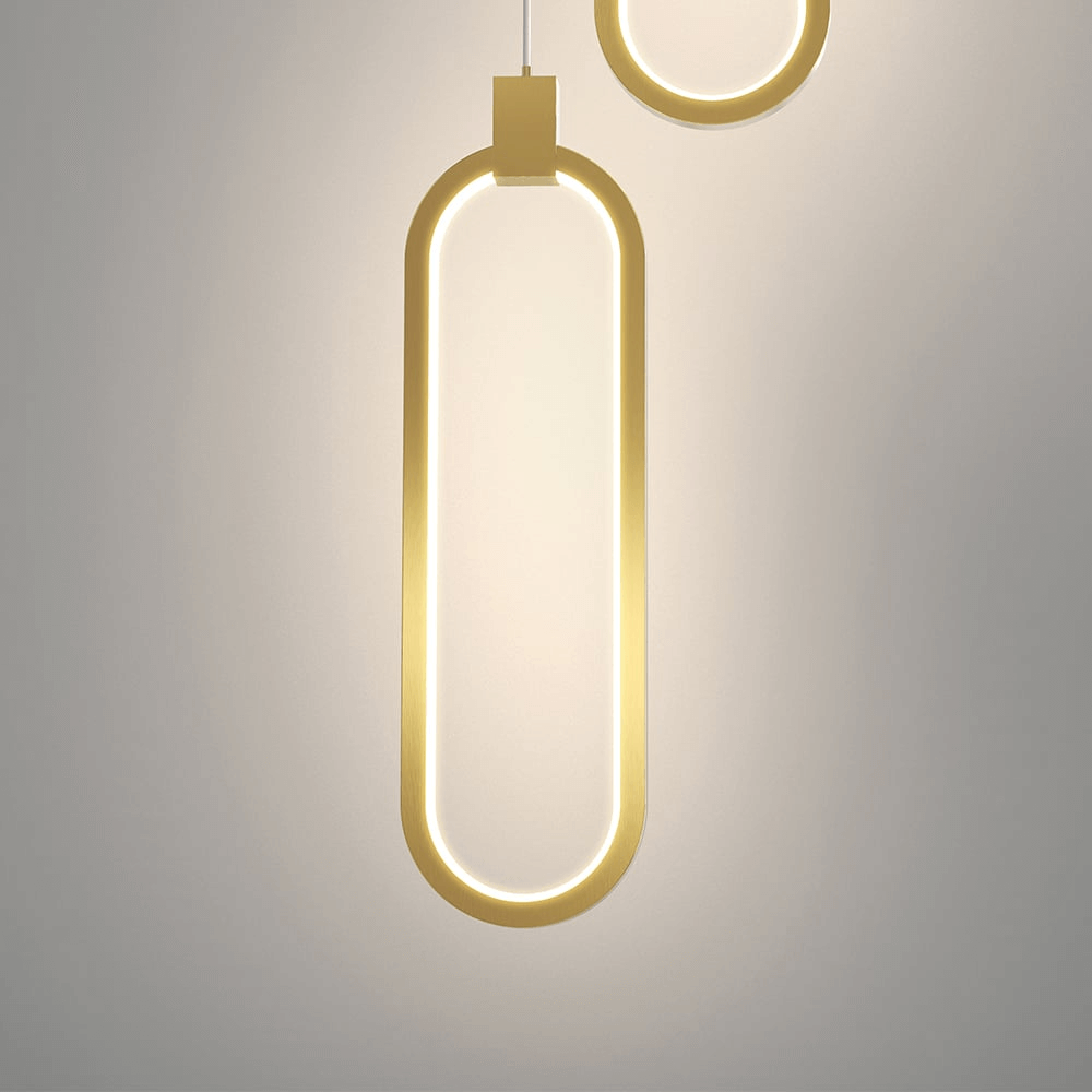 Lampe Suspendue Cercle Double Lumière - Design Doré
