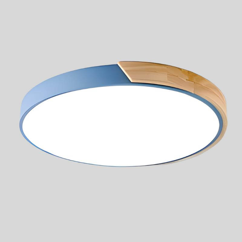 Plafonnier LED Rond Bois Nordique - Éclairage Moderne