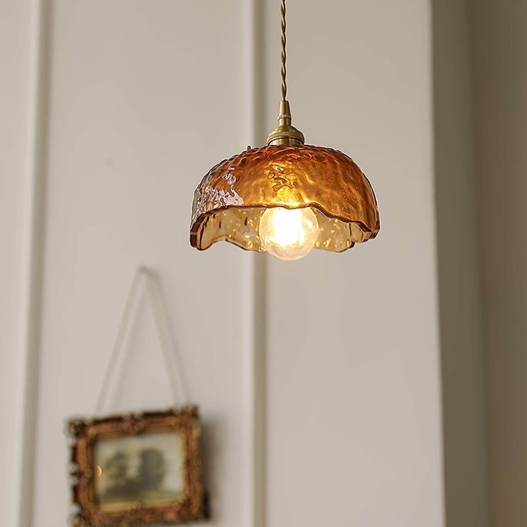 Lampe Pendante Vintage En Verre Brun