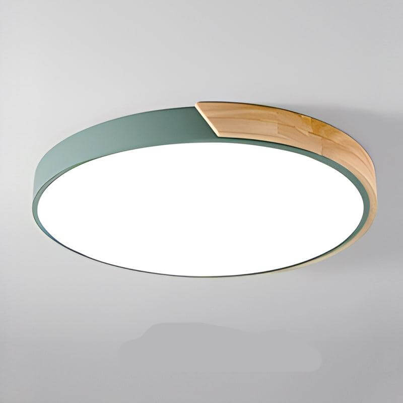 Plafonnier LED Rond Bois Nordique - Éclairage Moderne