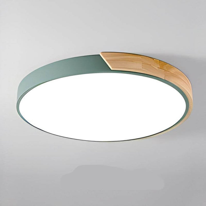 Plafonnier LED Rond Bois Nordique - Éclairage Moderne