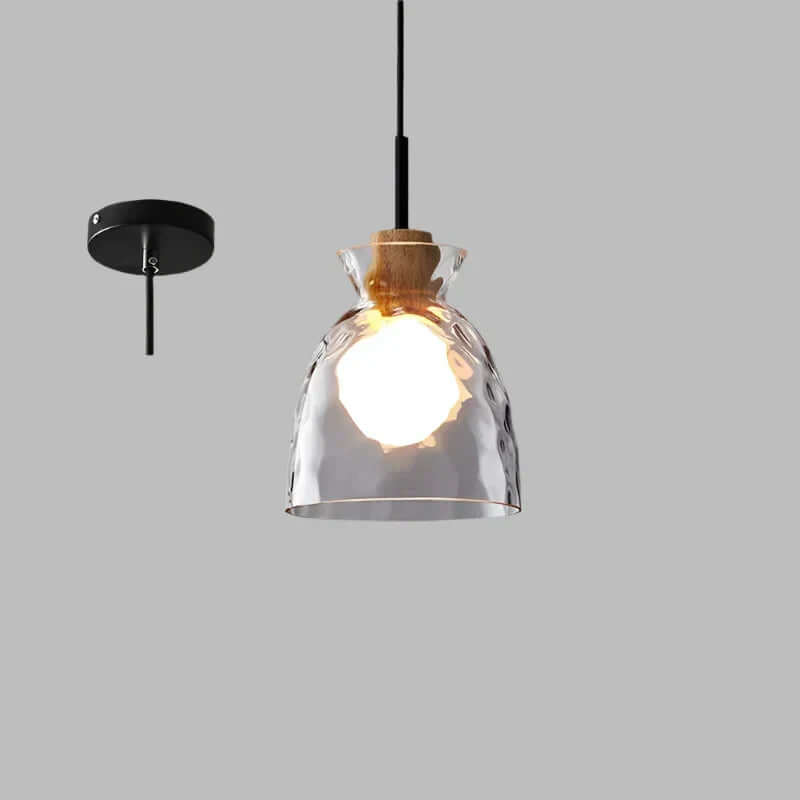 Suspension Lumineuse Verre et Bois - Déco Moderne