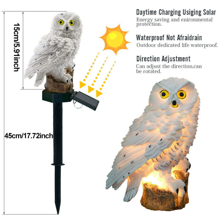 Lot de 2 Lampes Solaires Hibou Extérieur - Décoration Jardin