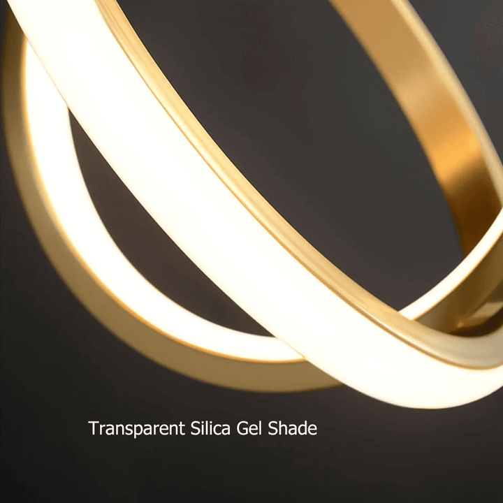 Suspension Lumineuse LED à Deux Anneaux - Design Géométrique Doré