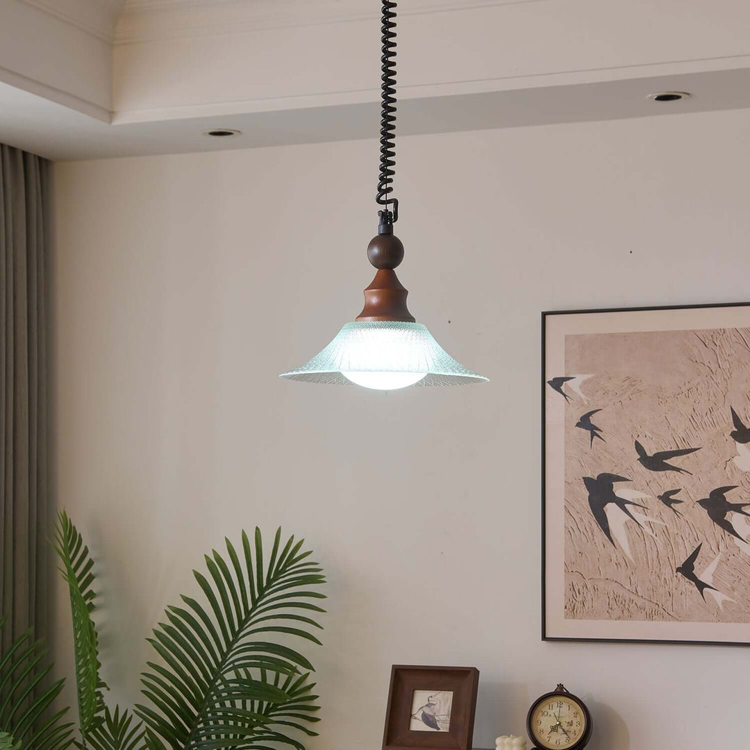 Suspension Design - Luminaire Intérieur en Verre, Bois & Métal