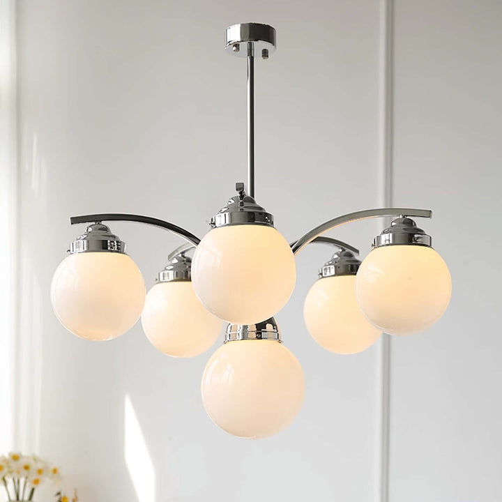 Lustre Rond en Verre Style Rétro: Éclairage Chic & Glamour