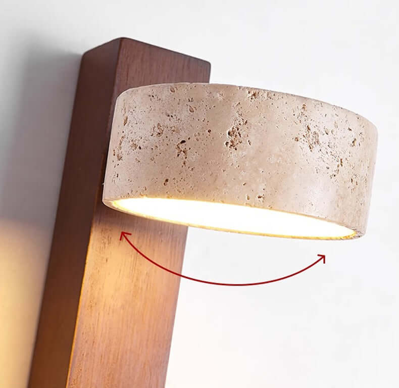 Lampe Murale En Travertin Blanc Cassé Wabi Sabi