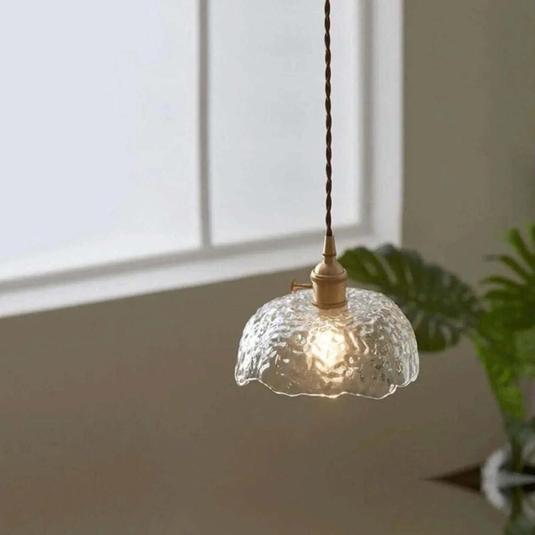 Lampe À Suspension Irrégulière En Verre De Laiton