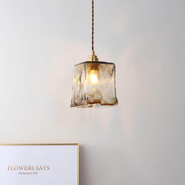 Lampe Pendante Vintage En Verre Brun